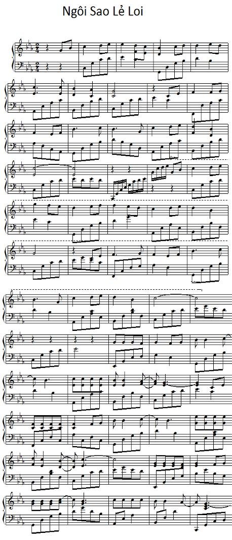 Sheet nhạc Ngôi Sao Lẻ Loi